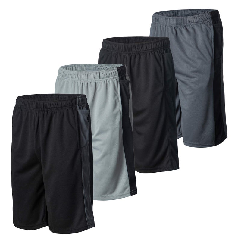 Essential Elements 4 Pack: Men's Dry-Fit Sweat Resistant Active Athletic Performance Shorts - Image 1
